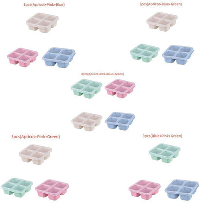 Portable Food Storage Box, 3/4 Counts 4 Grid Lunch Box with Lid, Bento Box, Snack Boxes, Lunch Boxes for Men & Women, Great for Plane, Portable Travel Food Container, Modern Kitchen Gadgets, Sweets Gifts for Men, Camping Accessories