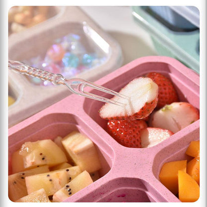 Portable Food Storage Box, 3/4 Counts 4 Grid Lunch Box with Lid, Bento Box, Snack Boxes, Lunch Boxes for Men & Women, Great for Plane, Portable Travel Food Container, Modern Kitchen Gadgets, Sweets Gifts for Men, Camping Accessories