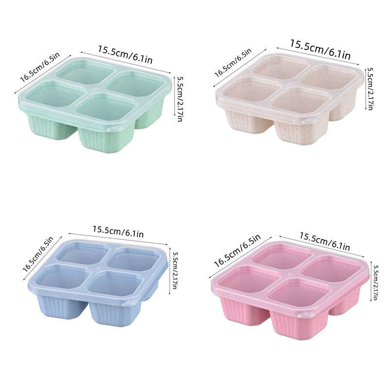 Portable Food Storage Box, 3/4 Counts 4 Grid Lunch Box with Lid, Bento Box, Snack Boxes, Lunch Boxes for Men & Women, Great for Plane, Portable Travel Food Container, Modern Kitchen Gadgets, Sweets Gifts for Men, Camping Accessories